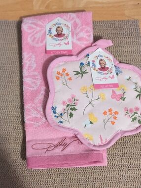Pick Ur Color Floral Pot Holder & Kitchen Towel Set W/ Butterflies New